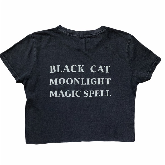 ‘Black cat Moonlight Magic spell cutoff crop top - Picture 2 of 7
